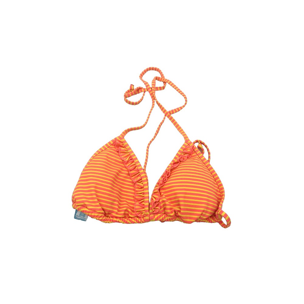 Victoria's Secret Pink Bikini Triangle Top Striped Orange Yellow Small